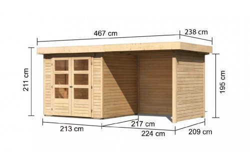 Dřevěný zahradní domek ASKOLA 2 s přístavkem 240 Dekorhome - BAREVNÁ VARIANTA: Antracit