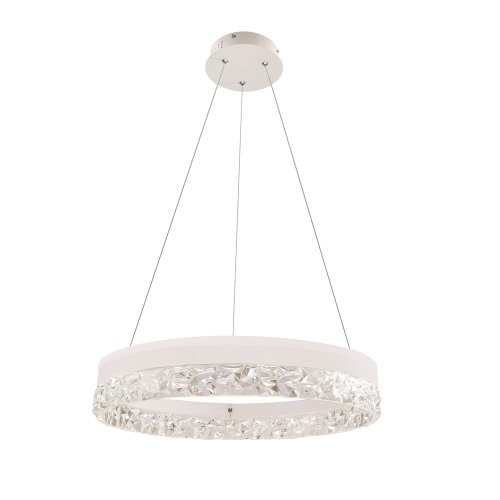 Očarujúca závesná lampa FROZI – biele tienidlo s kryštálmi – elegantné a moderné LED osvetlenie obývačky