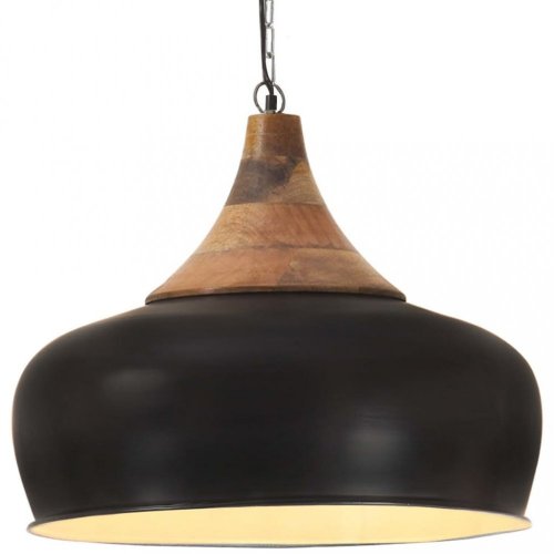 Závěsná lampa černá / mangovníkové dřevo Dekorhome - ROZMĚR: 35 cm