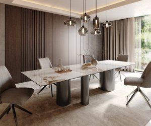 Jídelní stůl Edge 300x100 keramický Minas Melange bílo-béžový