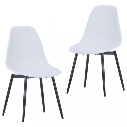 Jídelní židle 2 ks plast / kov Dekorhome - BAREVNÁ VARIANTA: Bílá