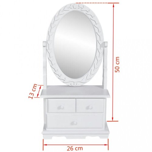 Toaletný stolík so zrkadlom biela Dekorhome