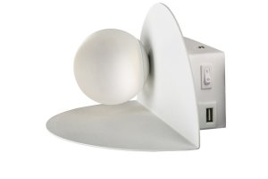 Nástěnná lampa bílá LED 4W 4000K USB nabíječka s poličkou Zenit