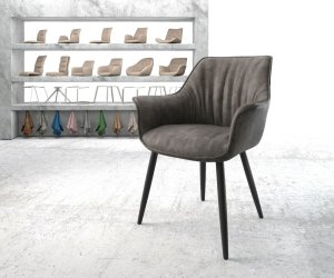 Jídelní židle Keila-Flex s područkami antracitová vintage zúžená černá