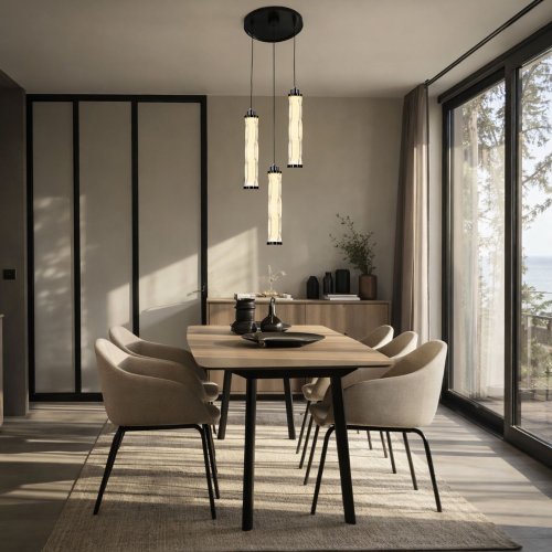 CORTE lampa wisząca talerz czarny matowy 25W LED 3000K klosz bezbarwny