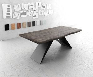 Jedálenský stôl Edge 200x100 XL Akácia platina Podstavec v tvare