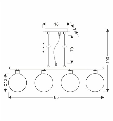 Závesná lampa SOMUL 4x20W G9 chrómové sklenené tienidlo 12 cm grafitové moderné elegantné svietidlo do obývačky jedálne do kuchyne pôvabné