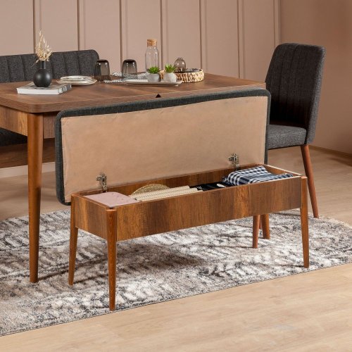 Jedálenský set s rozkladacím stolom a stoličkami (4 kusy) Vina 1053 - Anthracite, Walnut