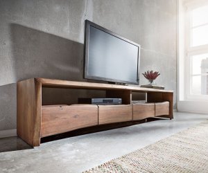 TV stolek Live Edge 190 cm akácie hnědá 4 zásuvky 2 přihrádky