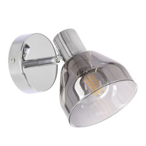 GRAZIA lampa kinkiet chromowy 1x40W E14 klosz dymiony