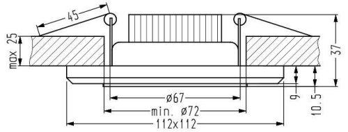 Stropné svietidlo chróm/modré štvorcové LED SSP-22