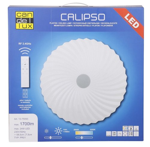 Stropní svítidlo bílé LED 38,5 cm s nastavitelným jasem barvy + dálkové ovládání Calipso
