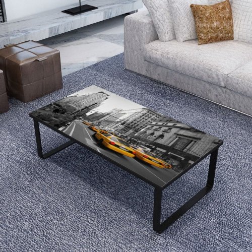 Konferenční stolek s potiskem sklo / kov Dekorhome - BAREVNÁ VARIANTA: Město