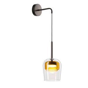 Kinkiet Glaxi szklany klosz transparentny i żółty do sypialni 1xGX53