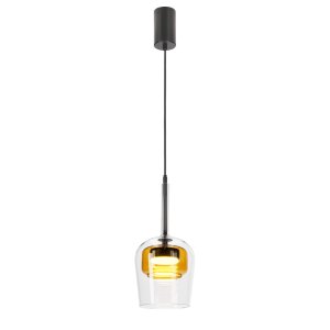 Lampa wisząca Glaxi szklana podwójny klosz transparentny i żółty GX53