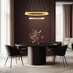Očarujúca závesná lampa FROZI – čierne tienidlo s kryštálmi – moderný LED luster do luxusnej obývačky