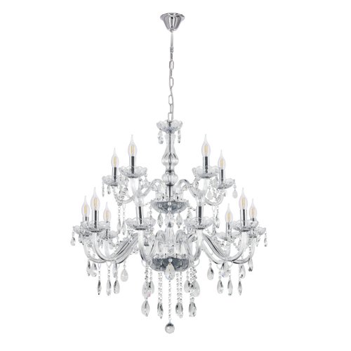 Závesná lampa Cristallo chróm 15x40W E14 priehľadná