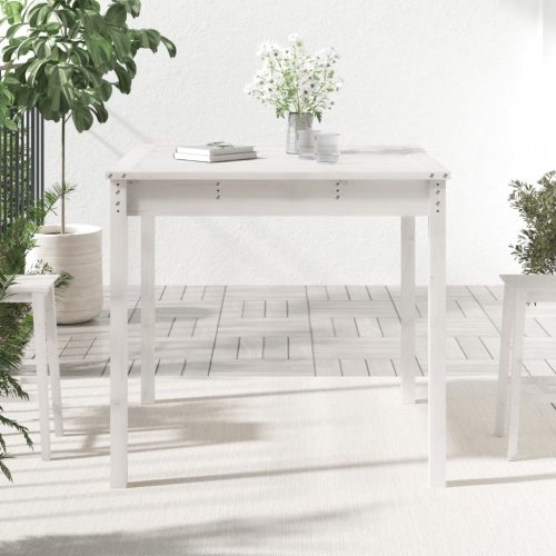 Zahradní stůl bílý 82,5 x 82,5 x 76 cm masivní borové dřevo