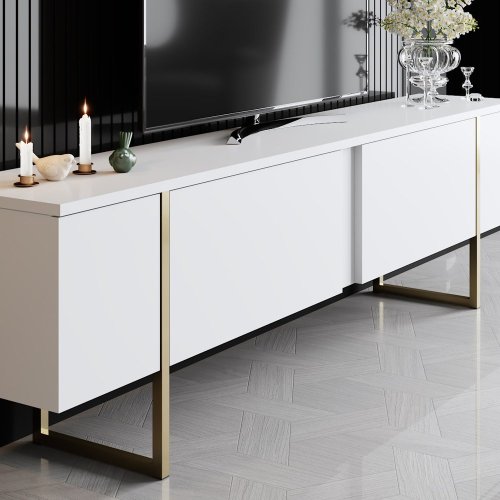 TV stolek Luxe - White, Gold