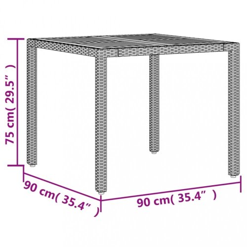 Zahradní stůl s akáciovou deskou šedý 90 x 90 x 75 cm polyratan