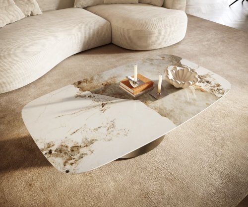 Konferenčný stolík Edge zaoblený 140x80 cm keramika Minas Melange