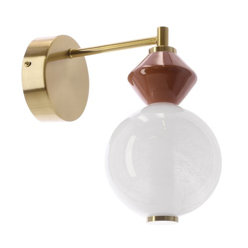 FLORES lampa kinkiet mosiężny+brązowy 7W LED 3000K klosz biały