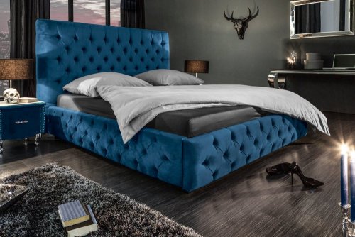 Chesterfield posteľ PALLAS 160 Dekorhome - BAREVNÁ VARIANTA: Modrá