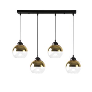 Závesná lampa Contessa čierna 4X40 E27 zlaté tienidlo