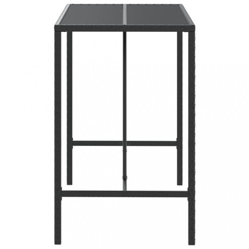 Barový stůl se skleněnou deskou černý 110x70x110 cm polyratan
