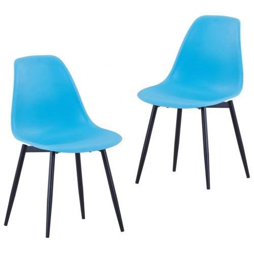 Jedálenská stolička 2 ks plast / kov Dekorhome - BAREVNÁ VARIANTA: Modrá
