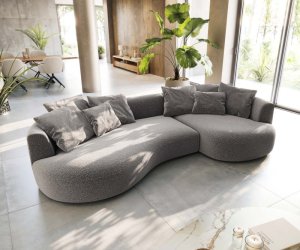 Pohovka Edina 330x170 cm bouclé stříbrná šedá