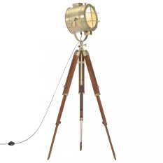 Stojací lampa kov / dřevo Dekorhome
