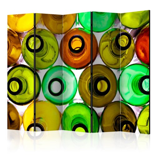 Paraván Bottles (background) Dekorhome - ROZMĚR: 135x172 cm (3-dílný)