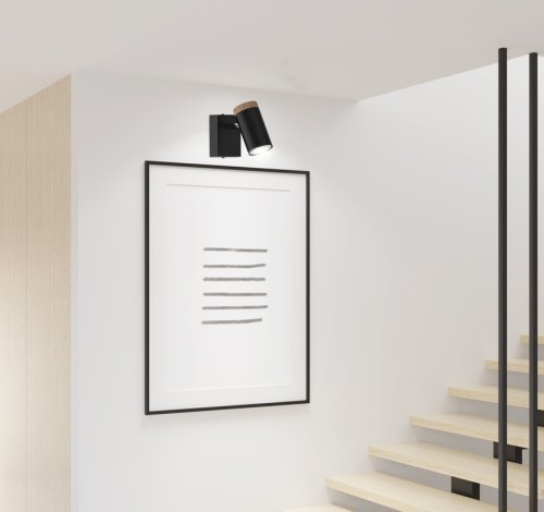 Nástenná lampa Lagos, pohyblivá, čierne drevené tienidlo, GU10