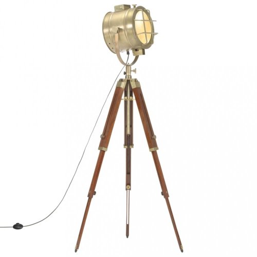 Stojací lampa kov / dřevo Dekorhome