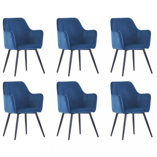 Jídelní židle 6 ks samet / ocel Dekorhome - BAREVNÁ VARIANTA: Modrá