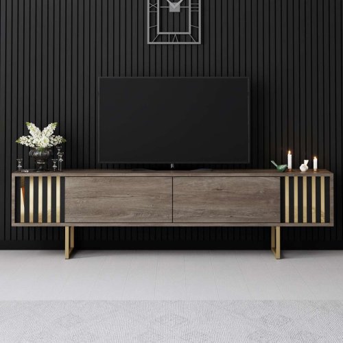 TV stolek Gold Line - Walnut, Black