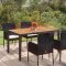 Zahradní stůl s dřevěnou deskou černý 150x90x75 cm polyratan