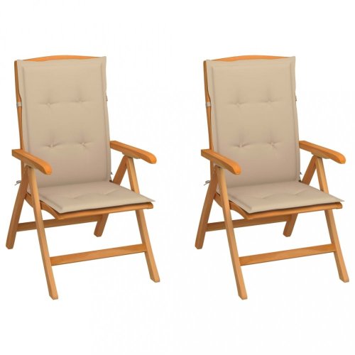 Zahradní židle 2 ks teak / látka Dekorhome