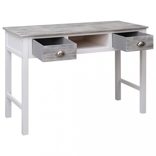 Psací stůl se 2 zásuvkami masivní dřevo Dekorhome - BAREVNÁ VARIANTA: Bílá / stříbrná