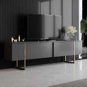 TV stolek Luxe - Anthracite, Gold
