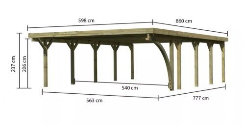 Dřevěný přístřešek / carport CLASSIC 3B s plechy Dekorhome