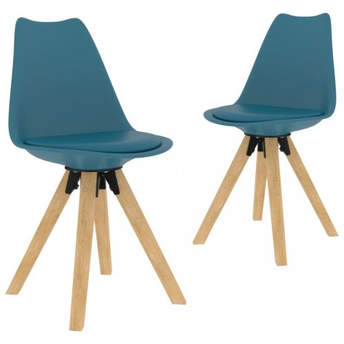 Jídelní židle 2 ks plast / umělá kůže / buk Dekorhome - BAREVNÁ VARIANTA: Modrá