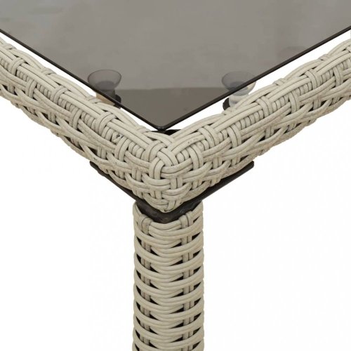 Zahradní stůl skleněná deska světle šedý 115x54x74 cm polyratan