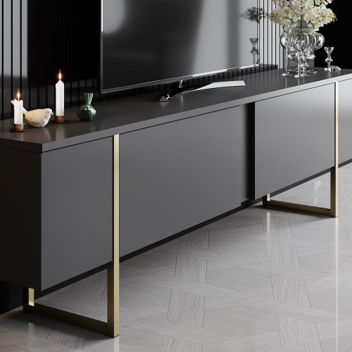 TV stolek Luxe - Anthracite, Gold