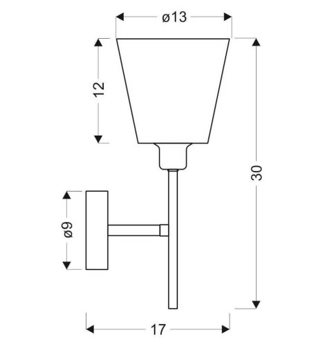 Chrómová nástenná lampa s kužeľovým tienidlom z látky E14 Vox