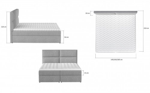Boxspringová postel AMBER 180 - POTAHOVÝ MATERIÁL: Soft 17 (ekokůže) - bílá