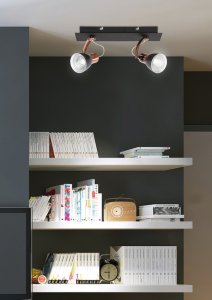 Nástenná lampa s krycou páskou 2X50W GU10 čierna/medená MARKUS