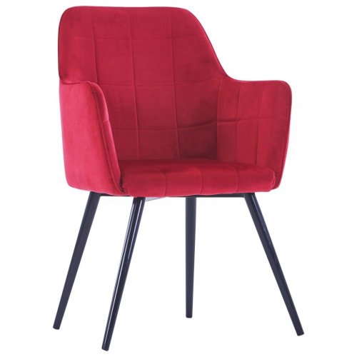 Jedálenská stolička 6 ks zamat / oceľ Dekorhome - BAREVNÁ VARIANTA: Červená