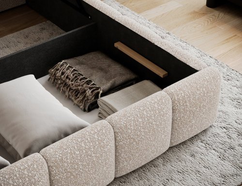 Posteľ Edvige + Drevený rám + plynový piest + kontajner 180x200